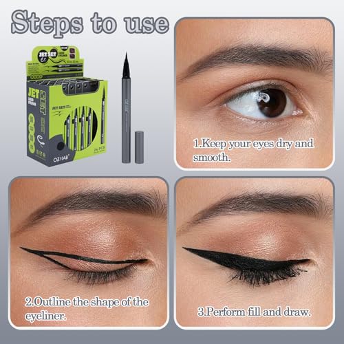 Jet Set Liquid Eyeliner Pen ? Waterproof, Smudge-Proof, Quick-Dry Precision Brush Tip for Smooth Cat Eye & Winged Liner ? Long-Lasting (True Black, 0.07 oz/2 ml £¨pack of 1£©)