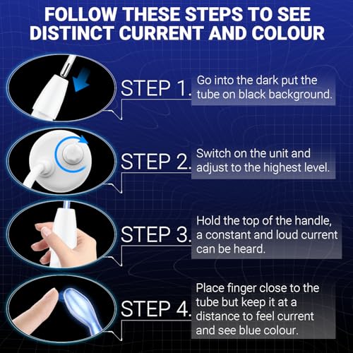 Blue High Frequency Facial Wand with 4 Glass Tubes