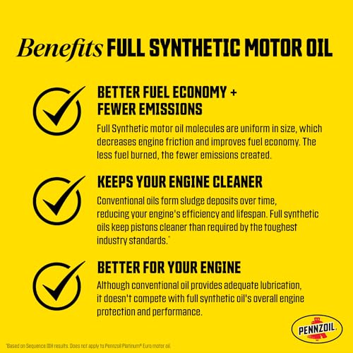 Pennzoil Platinum Full Synthetic 10W-30 Gasoline Engine Oil, 1 Quart