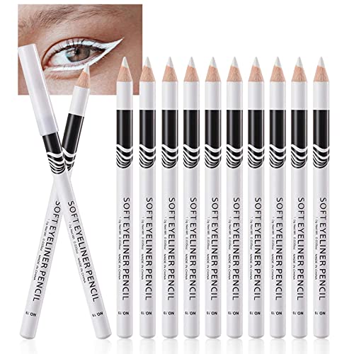 White Eyeliner Pencils Set, 12 Pack Waterproof Eye Brightener