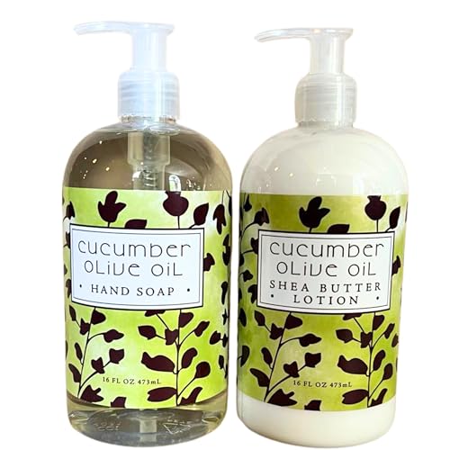 Greenwich Bay Trading Company Cucumber Soap & Lotion Set | Refreshing Hand Soap & Moisturizing Lotion Duo | 16 oz Bottles with Pump Dispenser | Luxurious Skincare Gift Set