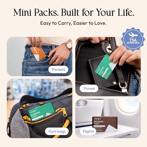 FOMIN Travel Deodorant Wipes - 72 Count, Biodegradable