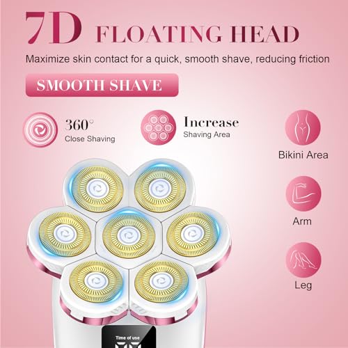 Women's 3-in-1 Electric Shaver with Facial Cleansing Brush - Painless Bikini & Body Hair Remover, Water-Resistant, Rechargeable