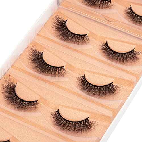DYSILK Wispy Lashes False Eyelashes - Mink Lashes 5 Pairs 6D Faux Eyelash Extension False Eyelashes Mink Lash Natural Look Fake Eyelash Reusable Strip Lash Kit | Wispy-10-15mm