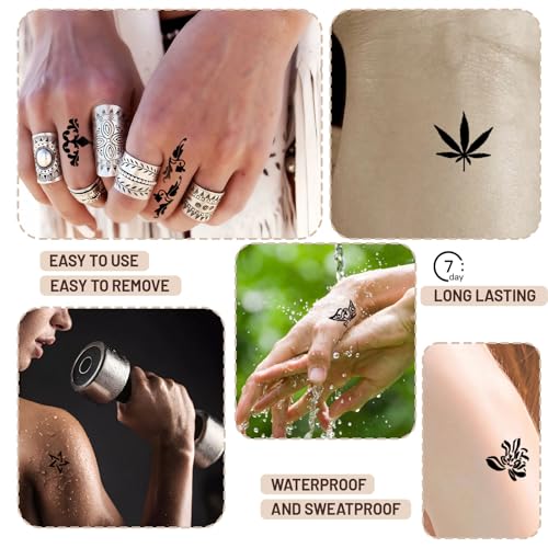 Temporary Tattoo Kit 146pcs with Stencils & 3 Ink Colors