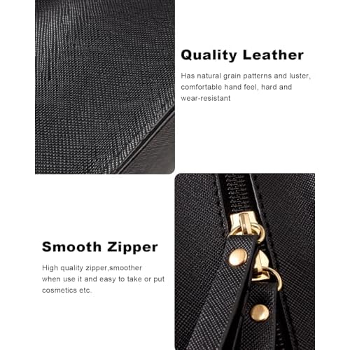 2 Pcs Travel Clear Makeup Bag Set, Clear Black Makeup Organizer with Zipper Leather Travel Bags for Toiletries Small Cosmetic Bags for Women Mini Make up Pouch Toiletry Bags Car Essentials