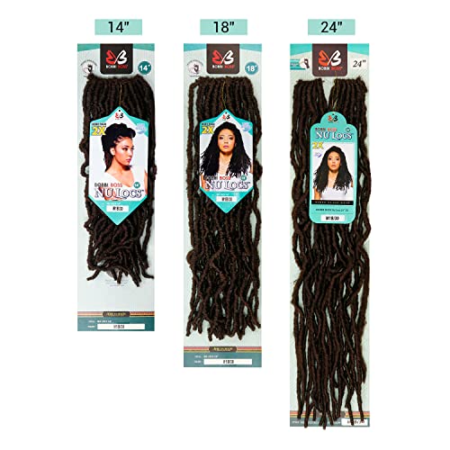 (6-PACK) Bobbi Boss Synthetic Hair Crochet Braids African Roots Braid Collection Nu Locs 24" (1B)