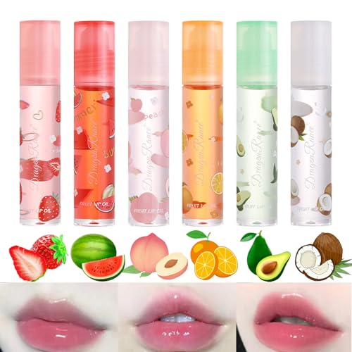 Moisturizing 6 Pcs Roll-on Lip Oil Set Fresh Lip Glaze Transparent Colorless Moisturizing Lip Lotion Hydrating Lip Oil Set for Lip Care (#4)
