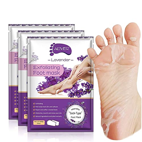 ALIVER Foot Peel Mask 3 Pack - Exfoliating Callus Remover for Soft Feet