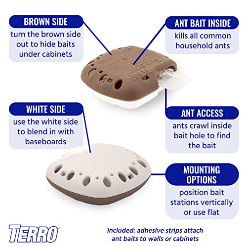 TERRO T334B Indoor Multi-Surface Liquid Ant Bait and Ant Killer - 4 Discreet Ant Bait Stations - Kills Common Household Ants