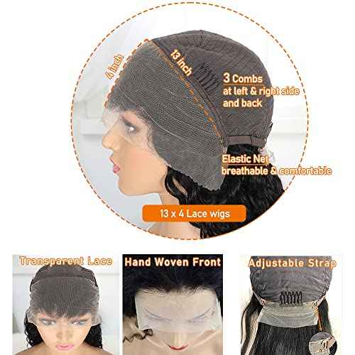 Edwad 13x4 Lace Front Wigs Human Hair Pre Plucked 22 Inch 180 Density, Brazilian Wet and Wavy Human Hair Wigs for Black Women-Glueless Curly Lace Frontal Wig Natural Color