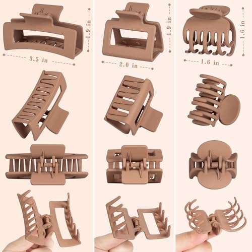 12 Claw Hair Clips Set - Small Medium Large for All Hair Types