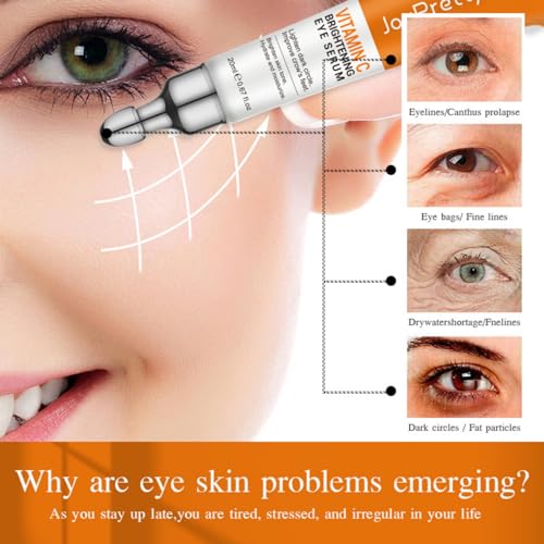 New JoyPretty Vitamin C Brightening Eye Serum,Eye cream,Anti Aging Serum with Vitamin C, Niacinamide and Hyaluronic Acid,Remove for Dark Circles Puffiness Under Eye Bags Fine Line Crow's Feet (1)