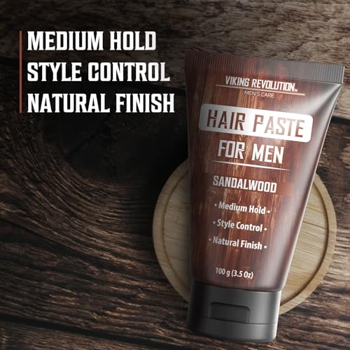 Viking Revolution Sandalwood Hair Paste for Men | Medium Hold