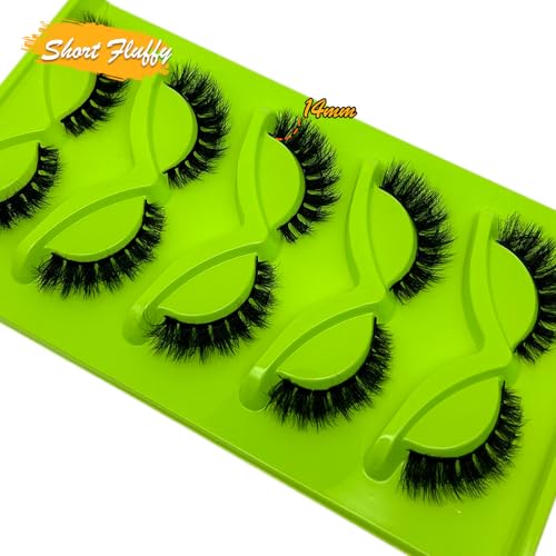 Short Fluffy Lashes Cat Eye Wispy Faux Mink Natural Strip False Lashes Volume 3D Cateye Eyelashes Natural Look
