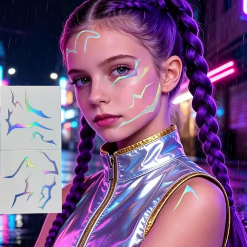 56 Pcs Kpop Glow in Dark Temporary Tattoos with Laser Foil
