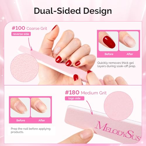 MelodySusie 4-Piece Nail File Set - Dual-Sided 100/180 Grit