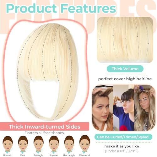 Bleach Blonde French Bangs Clip-in Hair Extensions for Women