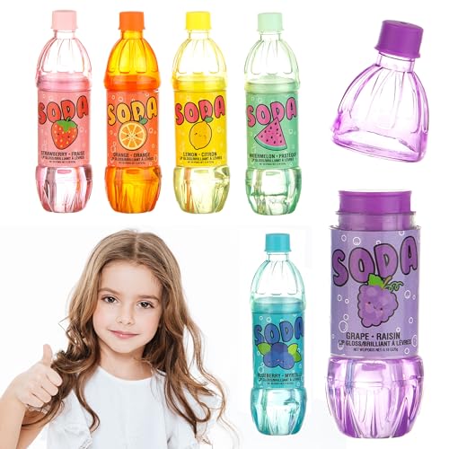 6pc Soda Pop Lip Gloss Set - Fruit Flavored, Hydrating