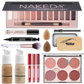 12-Color Makeup Kit with Eyeshadow, Foundation, Lipstick & Brushes