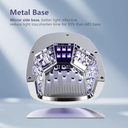 96W Professional Cordless Nail Lamp for Gel & Acrylic Nails 60S Fast-Curing UV/LED Light with 15600mAh Rechargeable Battery (60+ Uses), Smart Sensor & Metal Base for Home and Salon