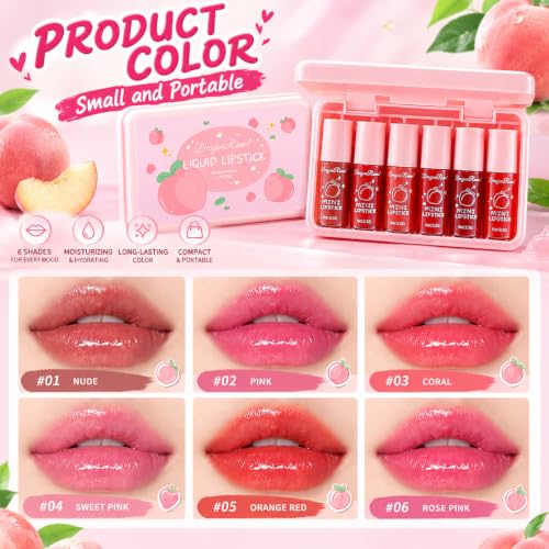 Eakroo 6 Colors Lip Tint Peach – Long Lasting Waterproof Liquid Lipstick