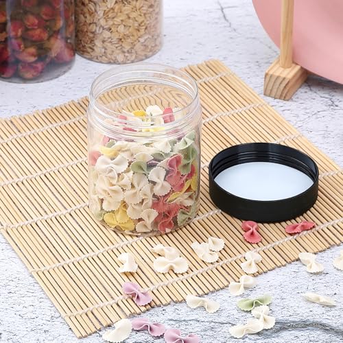 36-Pack 8oz Clear Plastic Jars with Screw Lids & Labels