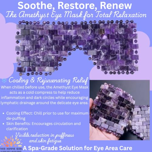 This Hippie Girl Amethyst Eye Mask ? Natural Crystal Facial Mask for Puffiness, Dark Circles & Tension Relief. Cooling Spa Stone for Relaxation, Skincare & Beauty Routine