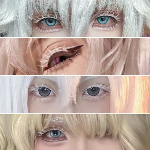 White False Wispy Eyelash Anime Cosplay Spiky Eyelashes Japanese Style Makeup Manga Lashes for Halloween Cosplay Party Stage Masquerade (3 Pairs) (white)