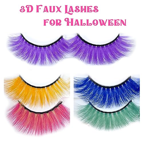 3D Faux Mink Fluffy False Lashes 5 Pairs Colorful Pack