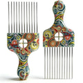 2 Pack Stainless Steel Afro Pick Comb for Curly Hair Styling