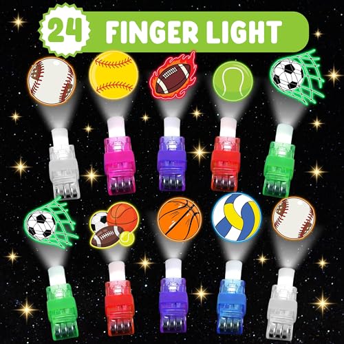 72 PCS Sports Party Favors with LED Finger Lights & Tattoos