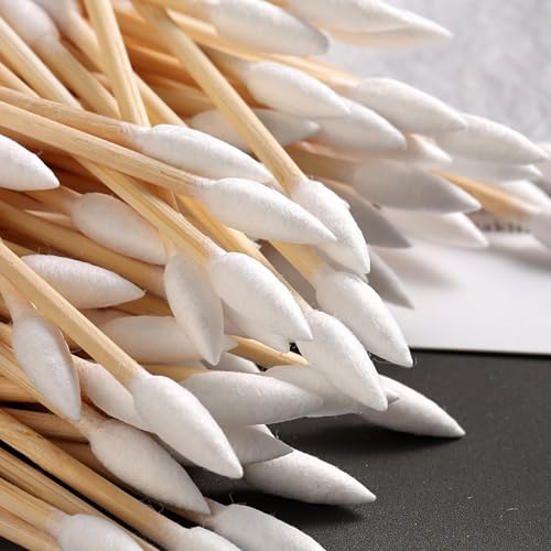 Precision Tip Cotton Swabs with Wooden Sticks - 200 Pack for Makeup & Ear Cleaning