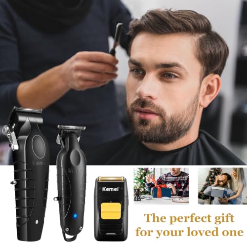 KEMEI Professional Cordless Hair Clippers & Trimmers Set Km-pg2299+2296+1102 Black