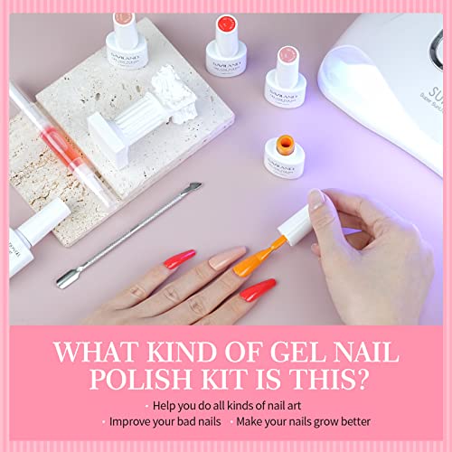 SAVILAND 76PCS Gel Nail Polish Kit with 180W(5X Faster) U V Light - Starter Kit 30 Colors Gel Polish Spring Summer Nude White Soak-Off U V LED Nail Gel with 180W LED Nail Lamp Starter Kit, Gel Glossy/Matte Gel for Home DIY Nail Salon, Gift for Women