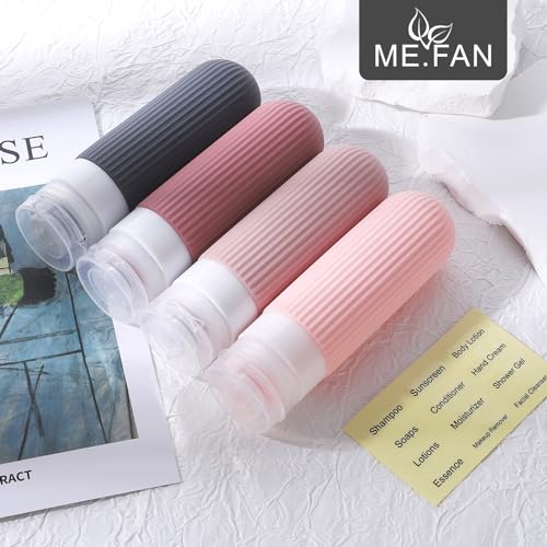 TSA Approved 3oz Travel Bottles, Leak-Proof Silicone Toiletries Set (4-Pack)
