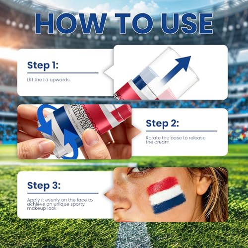 3-in-1 Red, White & Blue Face Paint Stick for Sports Fans