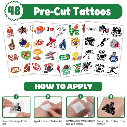 72PCS Football Party Set - 48PCS Temporary Tattoos & 24PCS Slap Bracelets - Sports-Themed Birthday Supplies, Baby Shower Gifts, Classroom Rewards & Party Decor for Kids (Boys & Girls)
