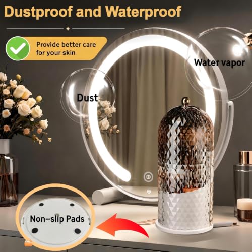 360° Rotating Makeup Brush Holder with Lid - Waterproof & Dustproof
