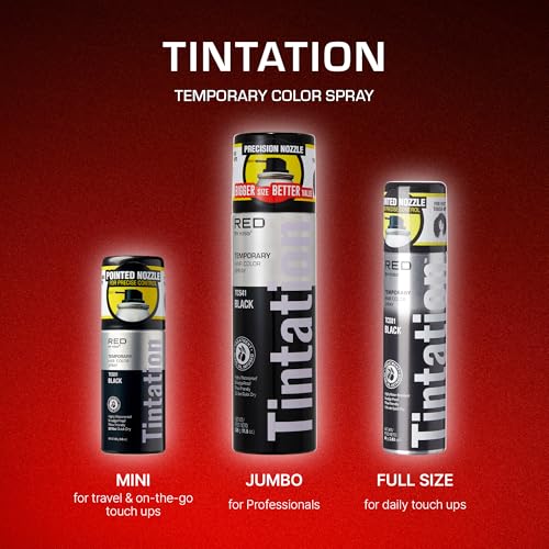 RED by Kiss Temporary Hair Color Spray - Black, 11.5oz