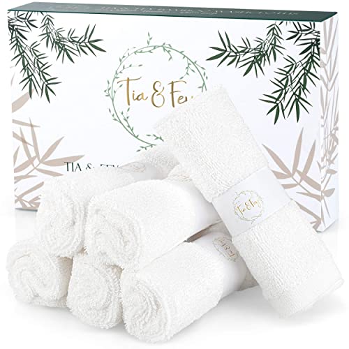 Tia & Fey Face Cloth Soft Wash Cloths for Face Set of 6 Face Towel Gentle on Sensitive Skin Women Makeup Remover Reusable Washcloths 10 x 10 (Grey)