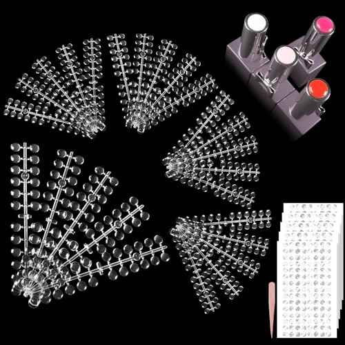 Allstarry Nail Swatches, 600Pcs Nail Polish Swatch Dots Round Nail Color Swatches Clear Transparent Nail Polish Display Nail Sample Swatches for Gel Polish Nail Art Practice Tips Swatch Book