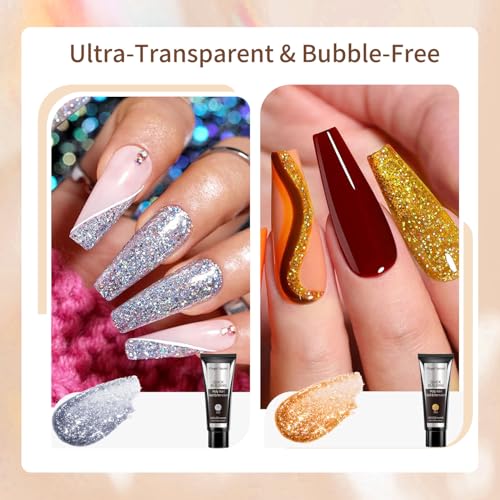 Shiny Nail Extension Gel,Poly Gel 12-Colors Set,New Upgrade Shiny Style Multiple Extension Poly GeL Nail Combinations Shine Your Life