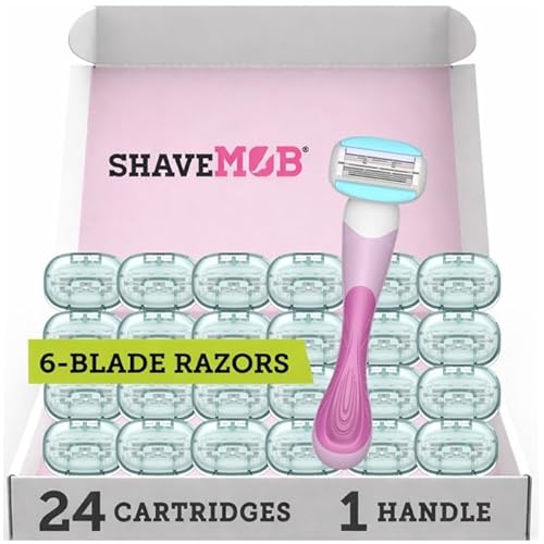 ShaveMOB 6-Blade Women's Razor Kit (Flex Head Handle + 24 Refills) - The Perfectionist Shaving Kit