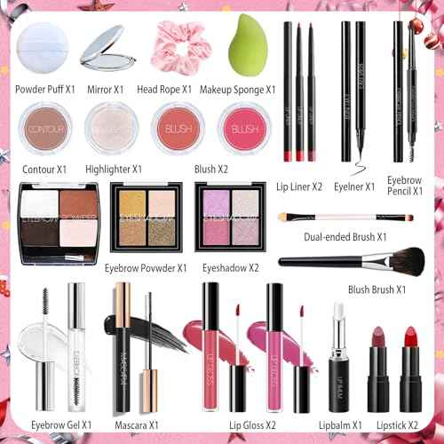 Makeup Advent Calendar 2025 Teen Girls Women Beauty Countdown Calendar Christmas Gifts for Women Teen Girl Trendy Stuff Unique Makeup Set Gifts Mascara Lipstick Blush Eyebrow Gel Eyeshadow