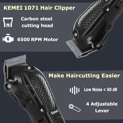 KEMEI Professional Cordless Hair Clippers for Men, 4-Speed Barber Trimmer
