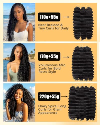 ISHOW 14 Inch Deep Wave Crochet Human Hair Extensions for Black Women