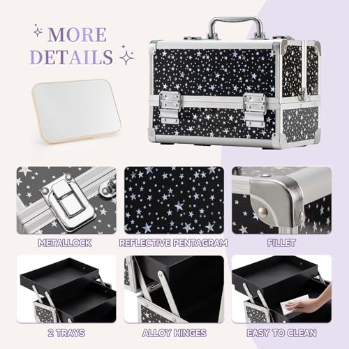 Leeora&Leekoo Makeup Train Case - 2 Trays Organizer Box