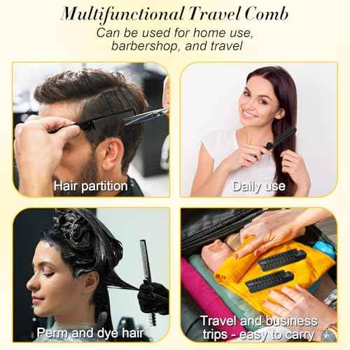 HOFASON 12 Pcs Travel Folding Comb in Bulk, Individually Wrapped Foldable Hair Brush Comb Set Disposable Mini Pocket Styling Tool for Women Men Girls Homeless Hotel Shelter Nursing Home Charity Church