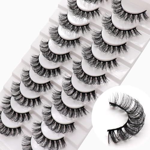 Veleasha Russian Strip Lashes DD Curl Fluffy Faux Mink 10 Pairs